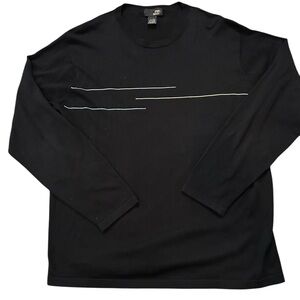 Spring‎ + Mercer Black Silk Blend Sweater Size XL Minimalist Stripe Detail